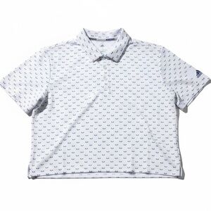 Adidas Golf Polo Shirt  Mens LARGE White All Over Print Performance UPF Stretch